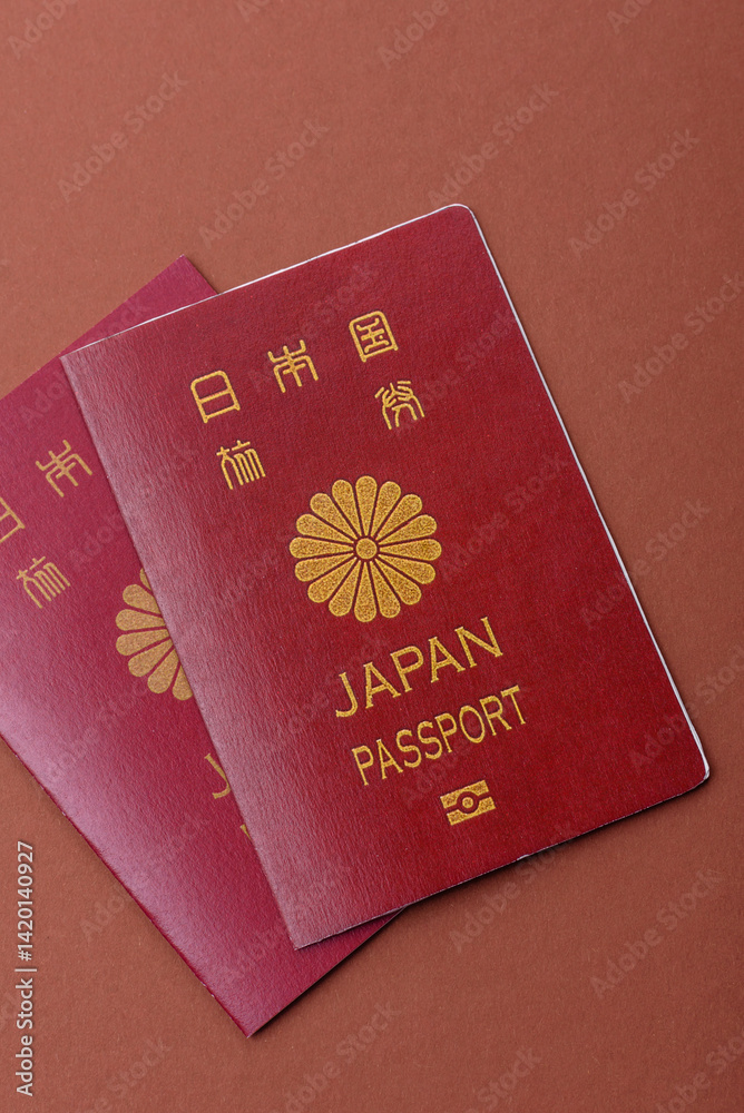Japanese passport for travelling, flying and doing business. Japan document Japanese passport for travelling, flying and doing business. Japan document