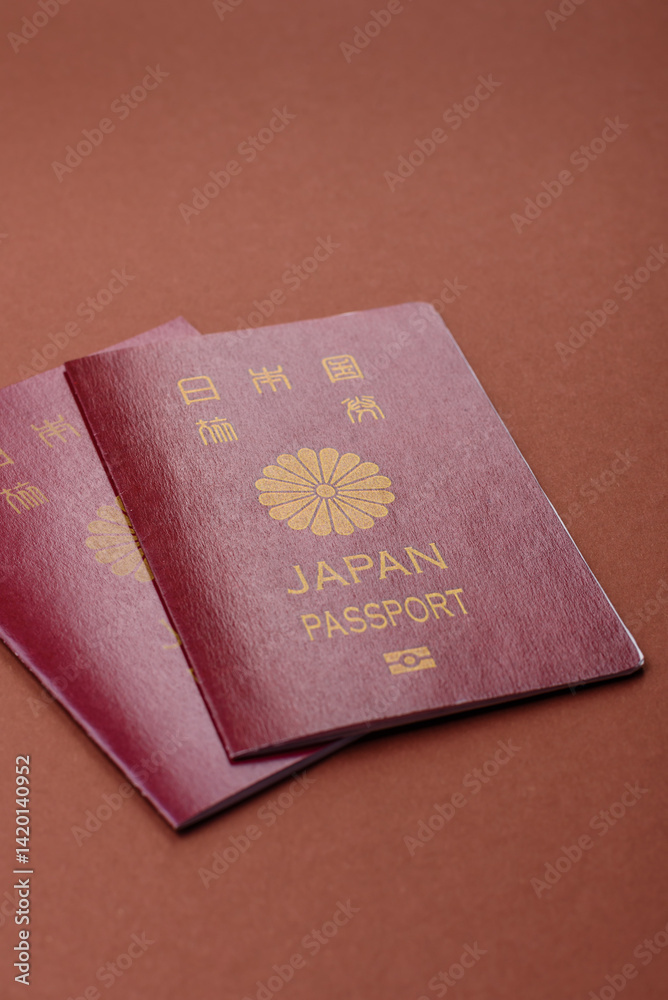 Japanese passport for travelling, flying and doing business. Japan document Japanese passport for travelling, flying and doing business. Japan document