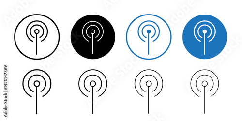 Broadcast Icon Flat simple outline set