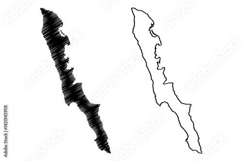 Prins Karls Forland island (Kingdom of Norway, Svalbard Archipelago) map vector illustration, scribble sketch Prince Charles Foreland or Forlandet map