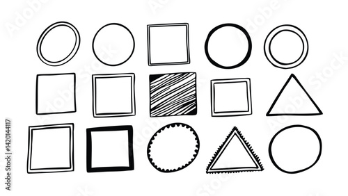 Minimalist Doodle Shapes with Circular Patterns