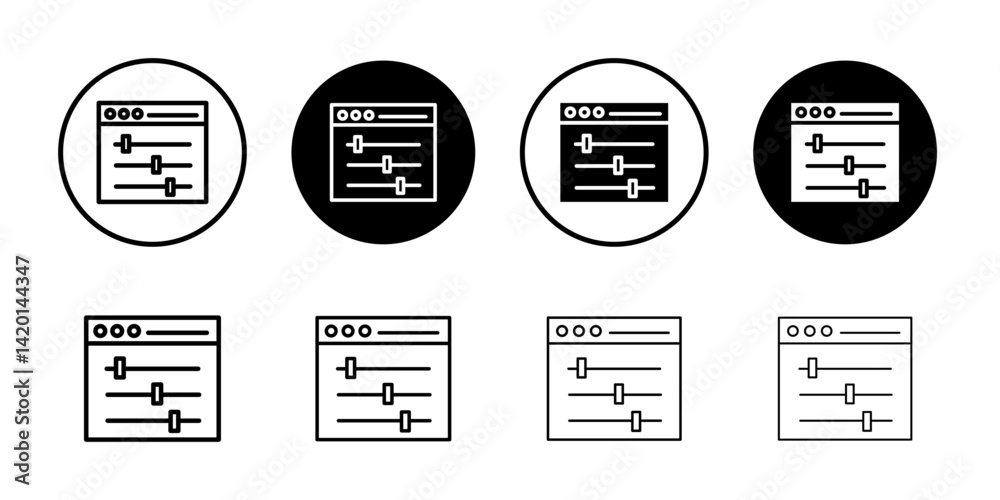 control panel icon Flat simple outline set control panel icon Flat simple outline set