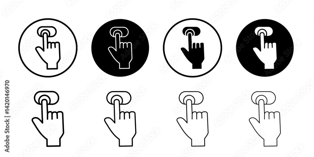 Finger authentication icon Flat simple outline set Finger authentication icon Flat simple outline set