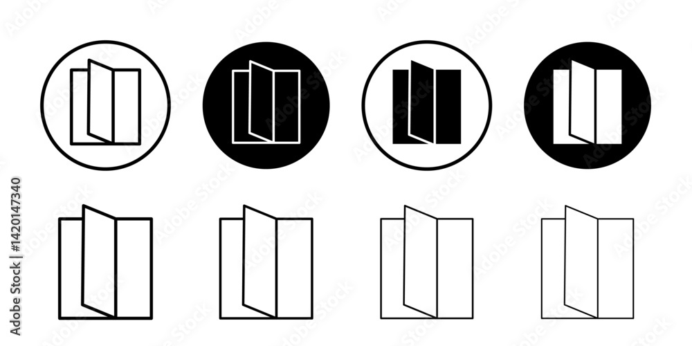 Folded Paper Icon Flat simple outline set Folded Paper Icon Flat simple outline set