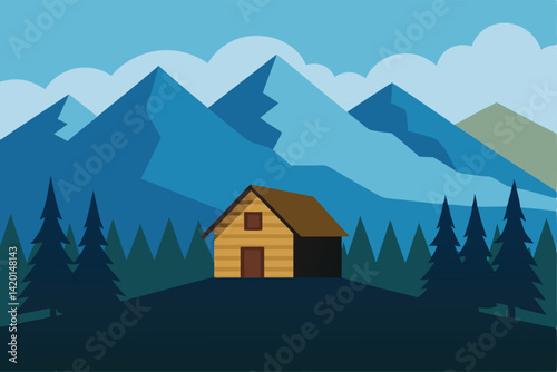 winter landscape with houses