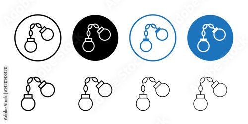 Handcuffs icon Flat simple outline set