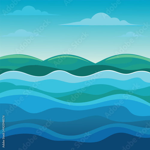 waves on the sea background vector