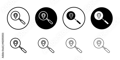 Location search icon Flat simple outline set