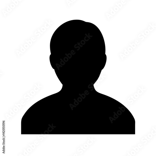 Black silhouette profile avatar vector illustration of anonymous person head and shoulders portrait