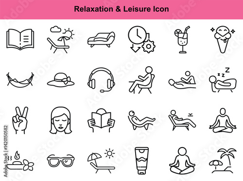 Relaxation & Leisure Icons Set: Hobby, Comfort, Downtime

