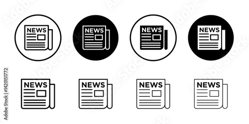 Newspaper icon Flat simple outline set