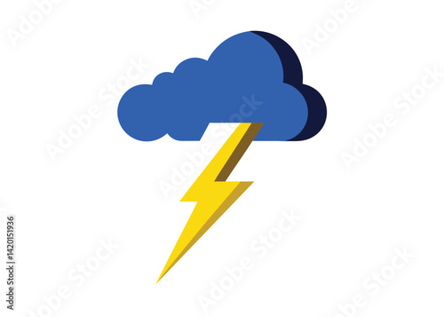 Lightning Bolt in Stormy Sky Vector Illustration Dramatic Weather Scene with Thunder and Clouds