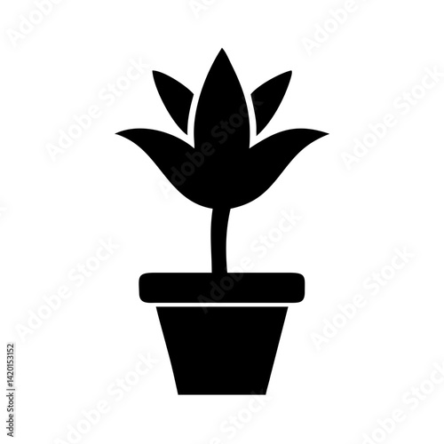 Potted plant vector graphic for gardening and houseplant enthusiasts black and white design