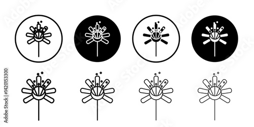 Pollen icon Flat simple outline set