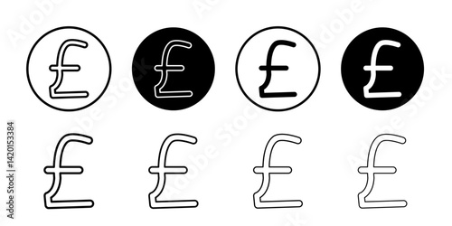 Pound icon Flat simple outline set