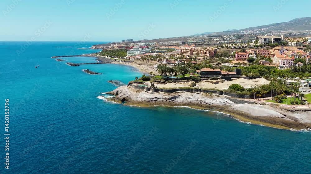 El Duque beach and coastline in Tenerife. Adeje coast Canary island, Spain El Duque beach and coastline in Tenerife. Adeje coast Canary island, Spain