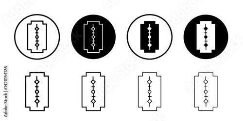 Razor blade icon Flat simple outline set