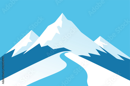 winter mountain landscape vector illustration