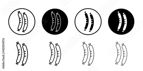 sausages icon Flat simple outline set