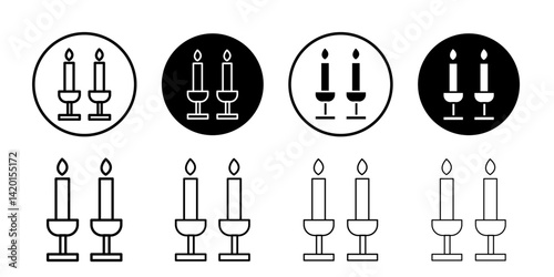 Shabbat candles icon Flat simple outline set