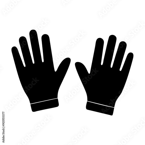 Find black protective gloves vector image for safety and workwear accessories illustration