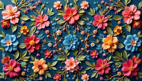 Intricate floral design, repeating elegantly across a surface, leaf, decorative, pattern