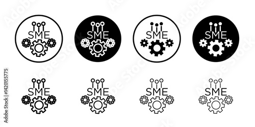 SME, small and medium enterprise icon Flat simple outline set