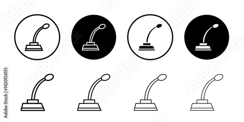 Speaker Microphone icon Flat simple outline set