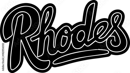 Rhodes Name Black Bold Script Logo