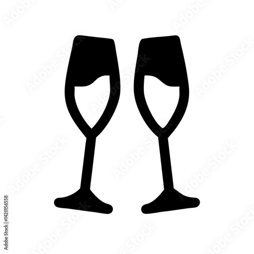 Illustration of champagne glasses cheers celebration toast drink alcohol wine party event cheers vector