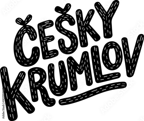 Český Krumlov Czech City Text Art.