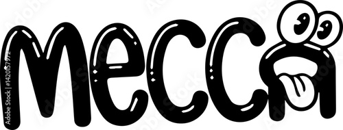 Mecca Cartoon Design Black White