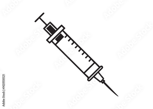 Syringe injection silhouette vector