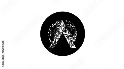 Geometric Icon with Floral Fill Design Representing Abstract Nature and Modern Minimalist Style