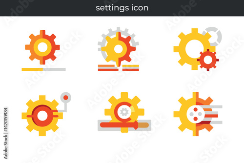 Collection of settings icon flat vector illustration on white background