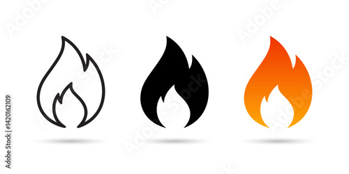 Fire icon vector. Fire sign and symbol. Fire flame icon isolated on white background