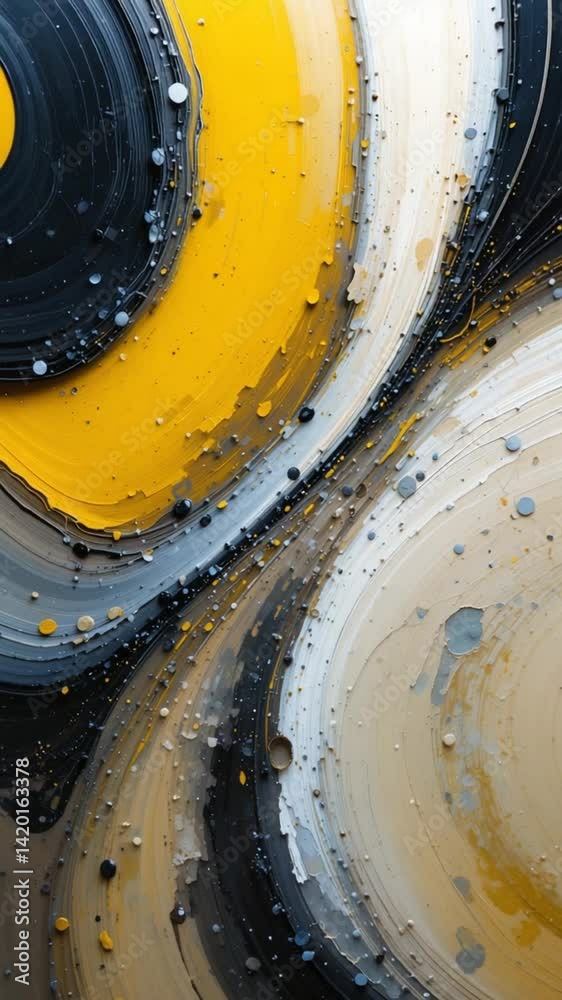 Abstract swirling paint dynamic composition rich yellow beige grey black hues. AI Generated Abstract swirling paint dynamic composition rich yellow beige grey black hues. AI Generated