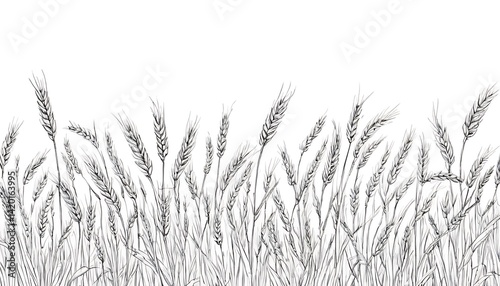 wheat sketches hand drawn line illustration,black and white, growth, no people, seed, sketch, vertical, ireland, old-fashioned, antique, engraving, 23