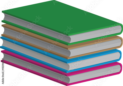 A stack of colorful books, perfect for reading and learning. A collection of literature, bound together for knowledge and education