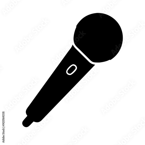Microphone vector icon illustration, professional audio equipment for recording and karaoke use