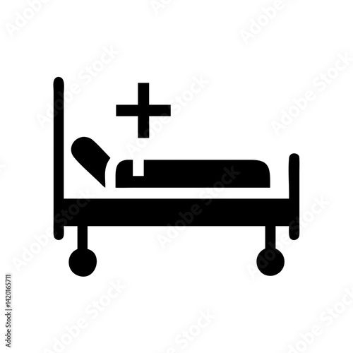 Hospital bed icon vector illustration for medical healthcare patient recovery and treatment