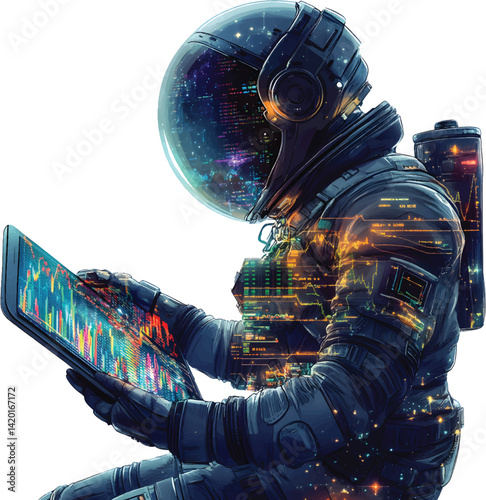 An isolated businessman wearing astronaut costume, vector, png