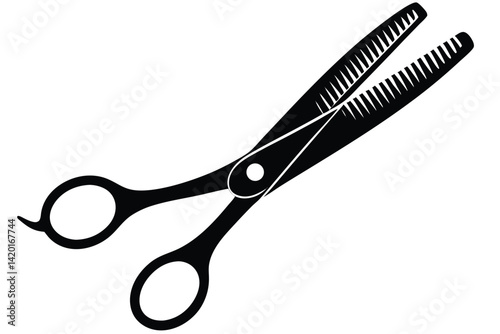 Professional barber thinning shears illustration used to remove volume from hair