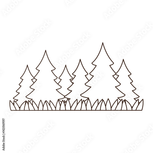 vector illustration of a spruce forest sketch