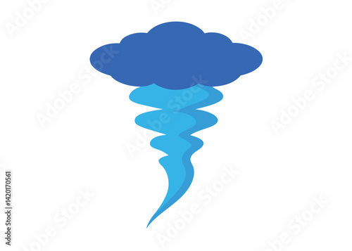 Tornado Touching Down in the Landscape Vector Illustration Violent Storm with Dark Sky and Wind