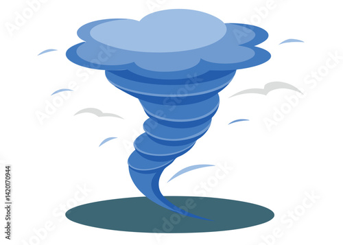 Tornado Touching Down in the Landscape Vector Illustration Violent Storm with Dark Sky and Wind
