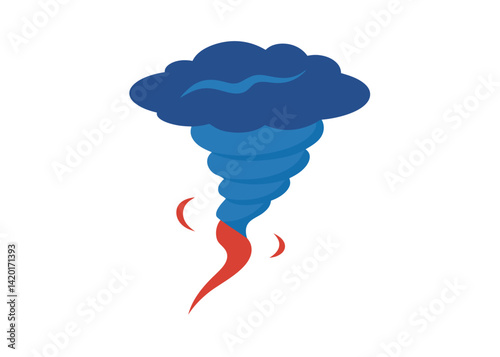 Tornado Touching Down in the Landscape Vector Illustration Violent Storm with Dark Sky and Wind