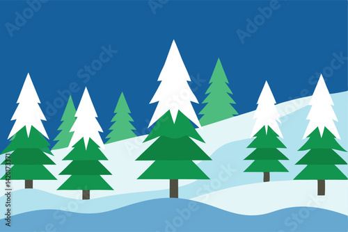 winter forest vector illustration