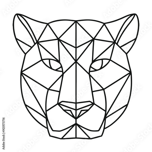 Geometric leopard head minimalist black line art decorative feline animal print panthera pardus abstract design modern illustration