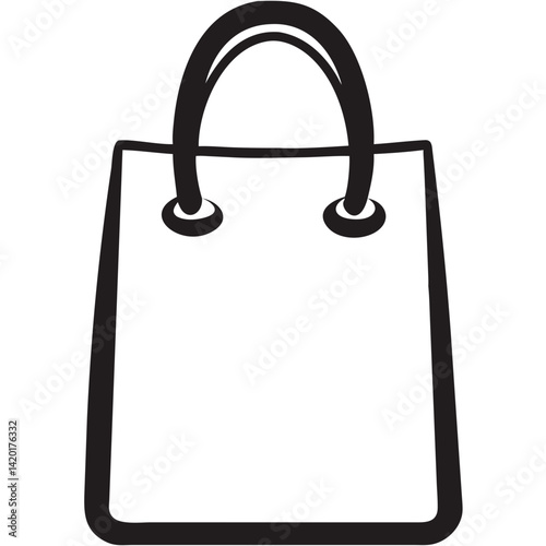 A simple yet elegant shopping bag ready for a day of retail therapy, boasting a bold black outline against a clean white background.